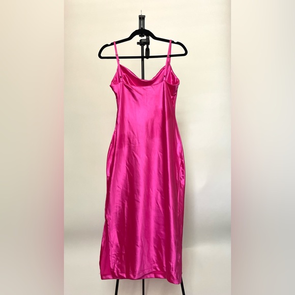 **Never Worn**Spaghetti Strap BARBIECORE Satin Midi Cocktail Dress-Rose | Small - Picture 8 of 11